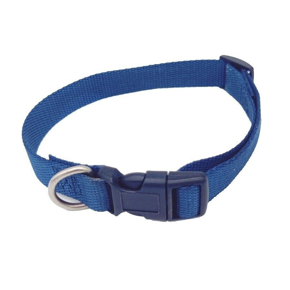 Small Dog Collar Blue Pet Plastic Clip Adjustable 10"-16" L Puppy Animal Canvas